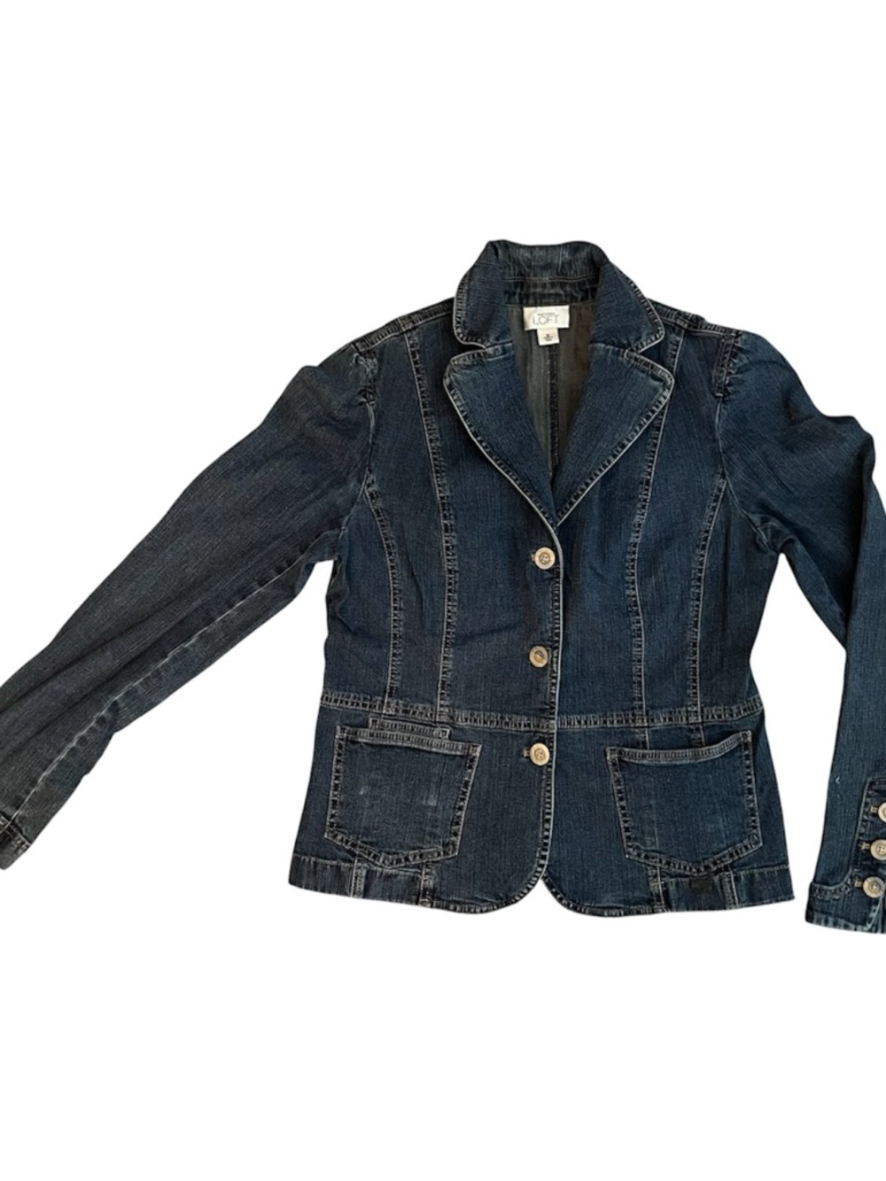 LOFT Dark Wash Denim Blazer Jacket